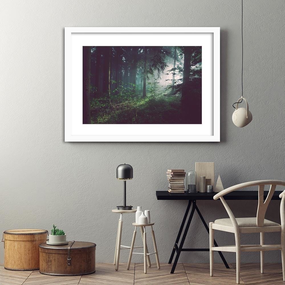 Glezna baltā rāmī - Dark Forest Home Trends DECO