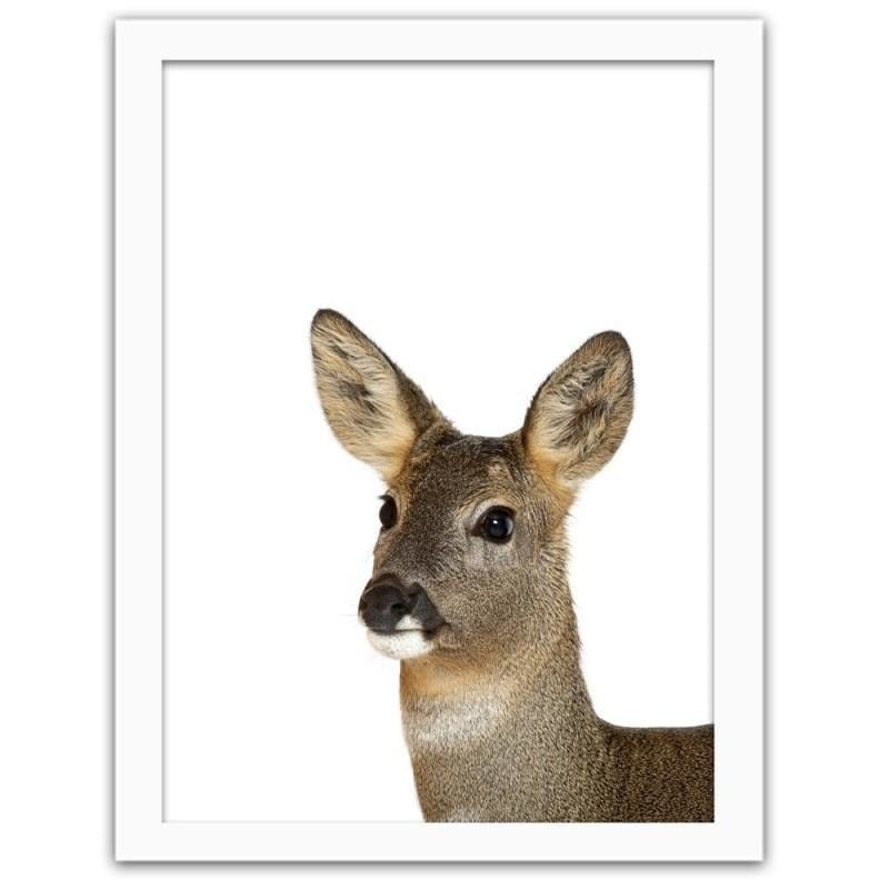 Glezna baltā rāmī - Deer 2 Home Trends DECO