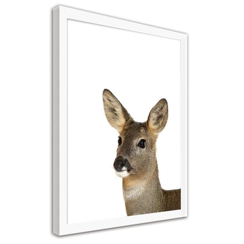 Glezna baltā rāmī - Deer 2 Home Trends DECO