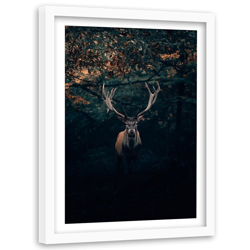 Glezna baltā rāmī - Deer In The Bushes  Home Trends DECO