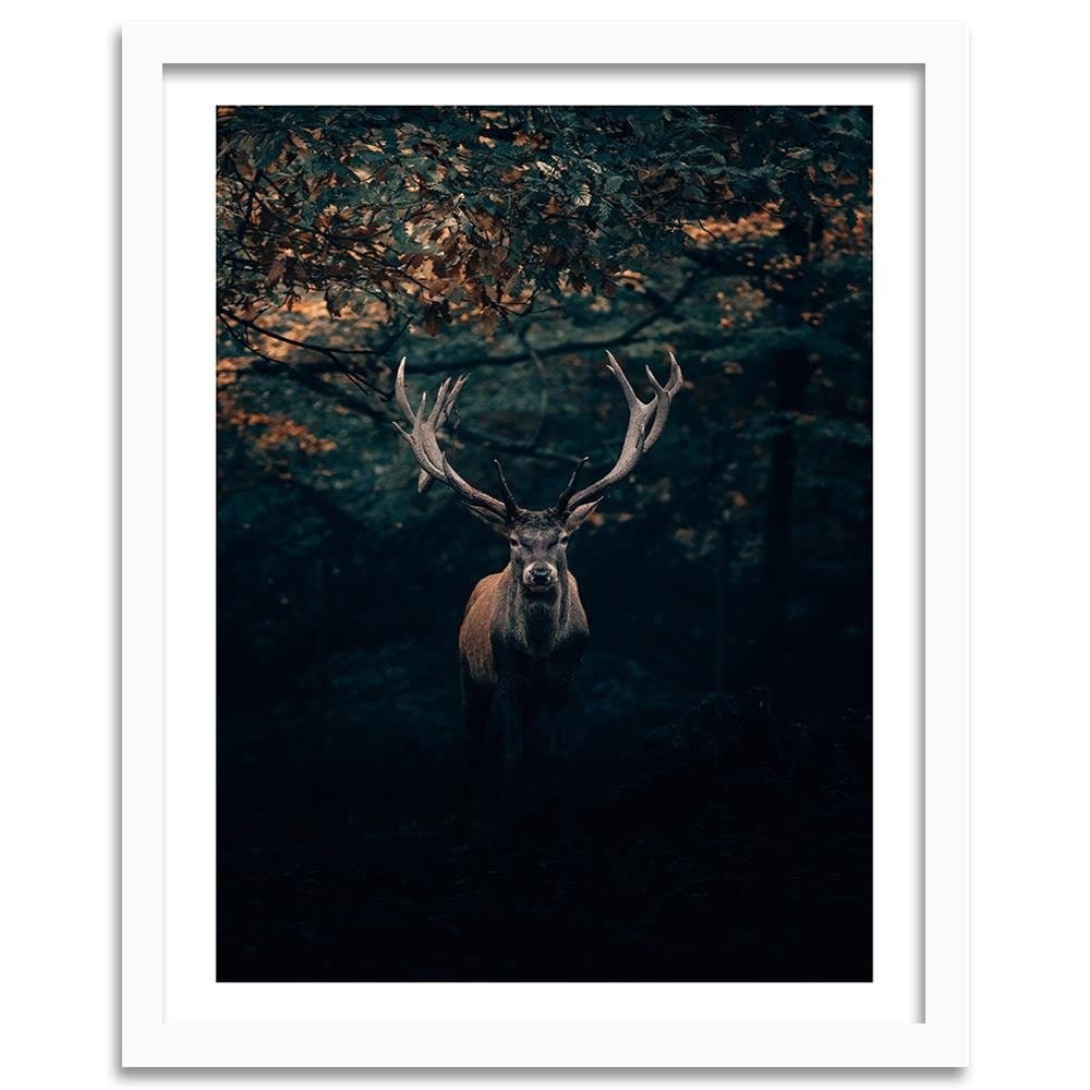 Glezna baltā rāmī - Deer In The Bushes  Home Trends DECO