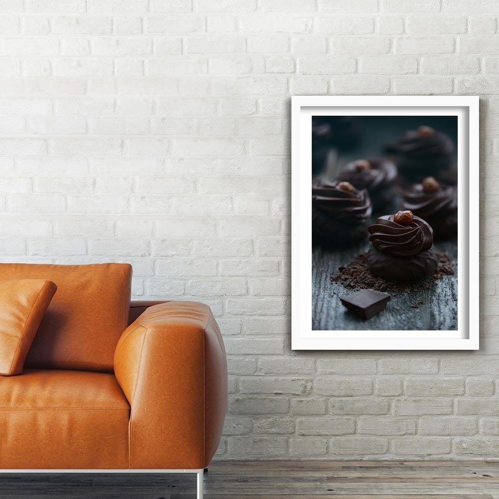 Glezna baltā rāmī - Dessert With Dark Chocolate Home Trends DECO