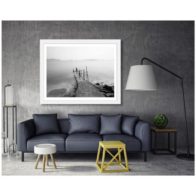 Glezna baltā rāmī - Destroyed bridge. Home Trends DECO