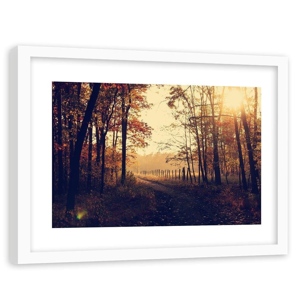 Glezna baltā rāmī - Dirt Road At The Forest  Home Trends DECO