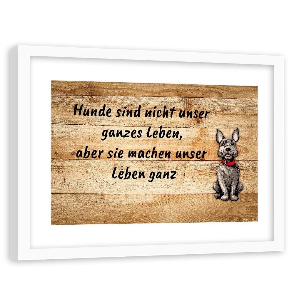 Glezna baltā rāmī - Dog On Wooden Planks Home Trends DECO