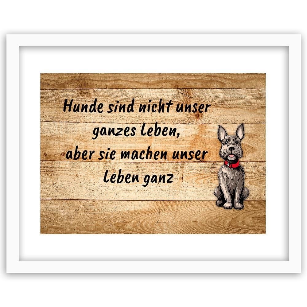 Glezna baltā rāmī - Dog On Wooden Planks Home Trends DECO