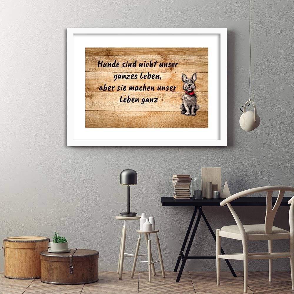 Glezna baltā rāmī - Dog On Wooden Planks Home Trends DECO