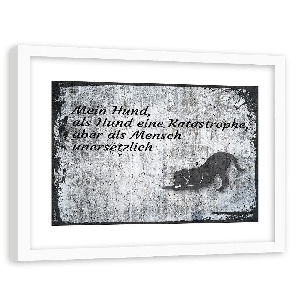 Glezna baltā rāmī - Dog Operative Part Of The Vintage Home Trends DECO