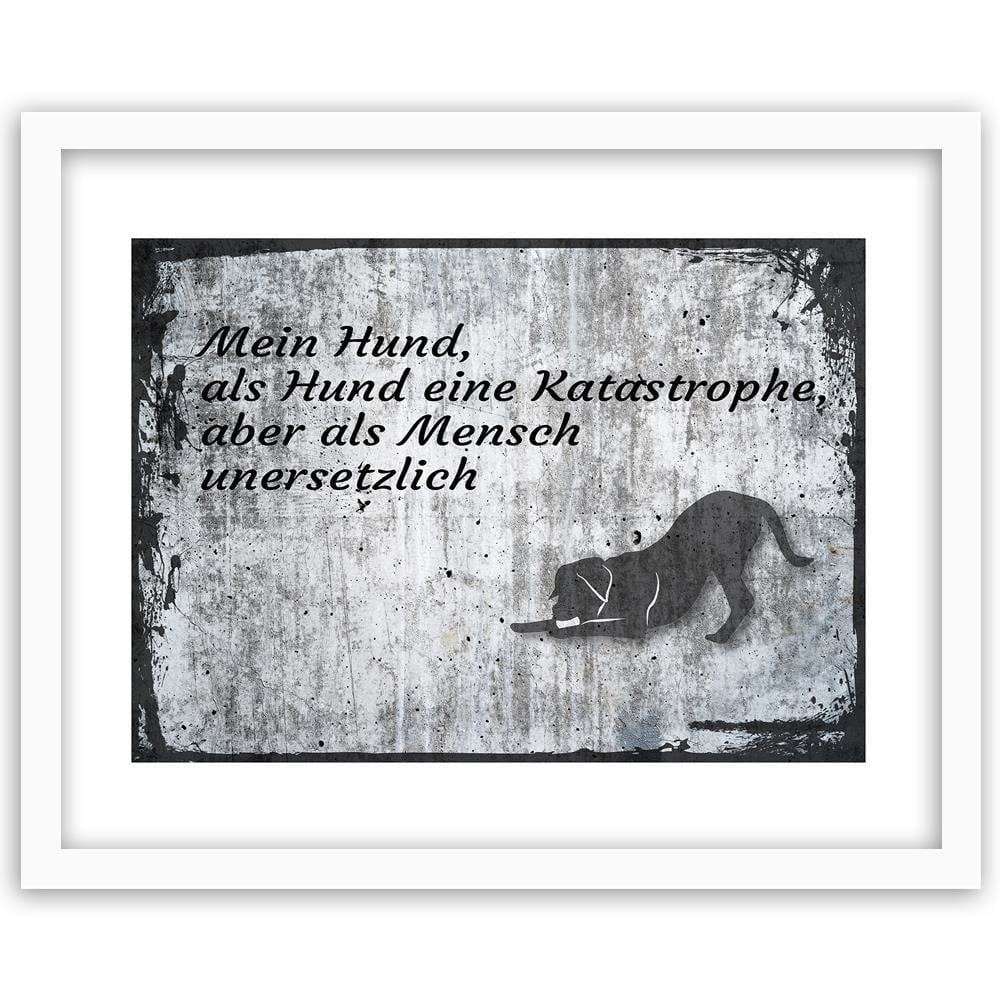 Glezna baltā rāmī - Dog Operative Part Of The Vintage Home Trends DECO