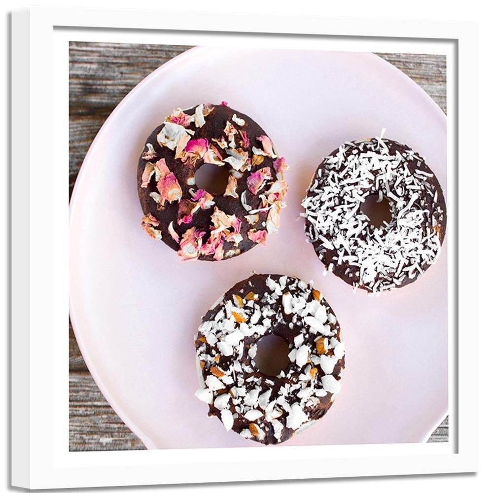 Glezna baltā rāmī - Donuts On A Plate 2 Home Trends DECO