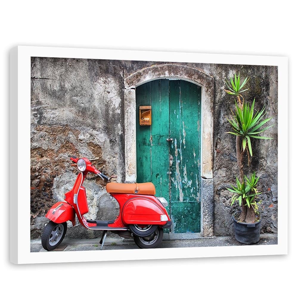 Glezna baltā rāmī - Doors And Red Scooter Home Trends DECO