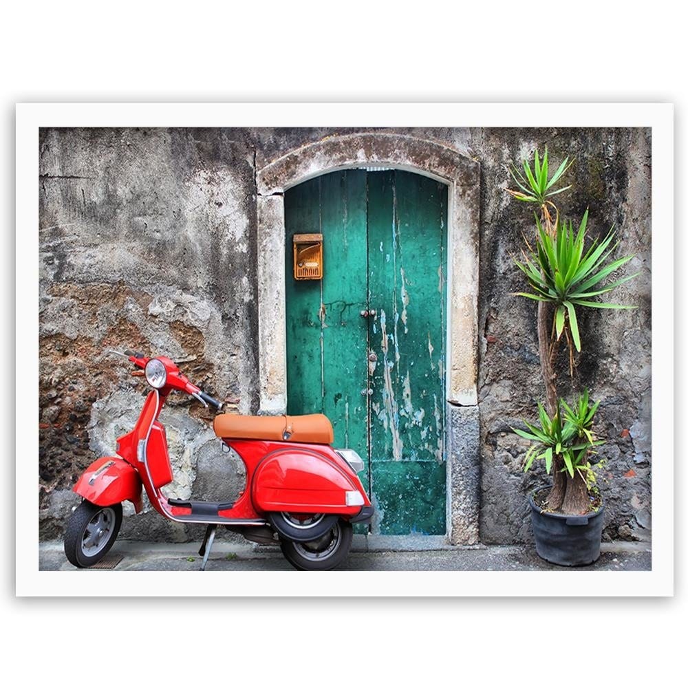 Glezna baltā rāmī - Doors And Red Scooter Home Trends DECO