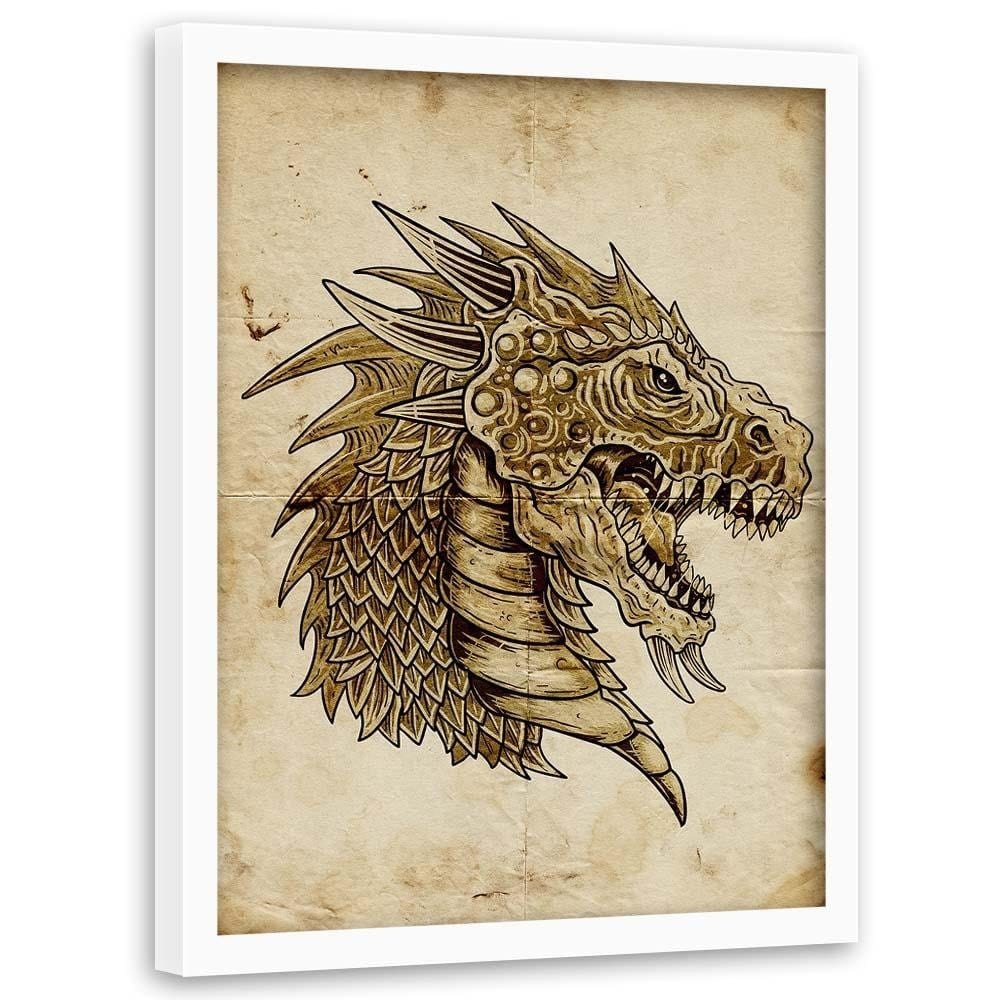 Glezna baltā rāmī - Dragons Head Home Trends DECO