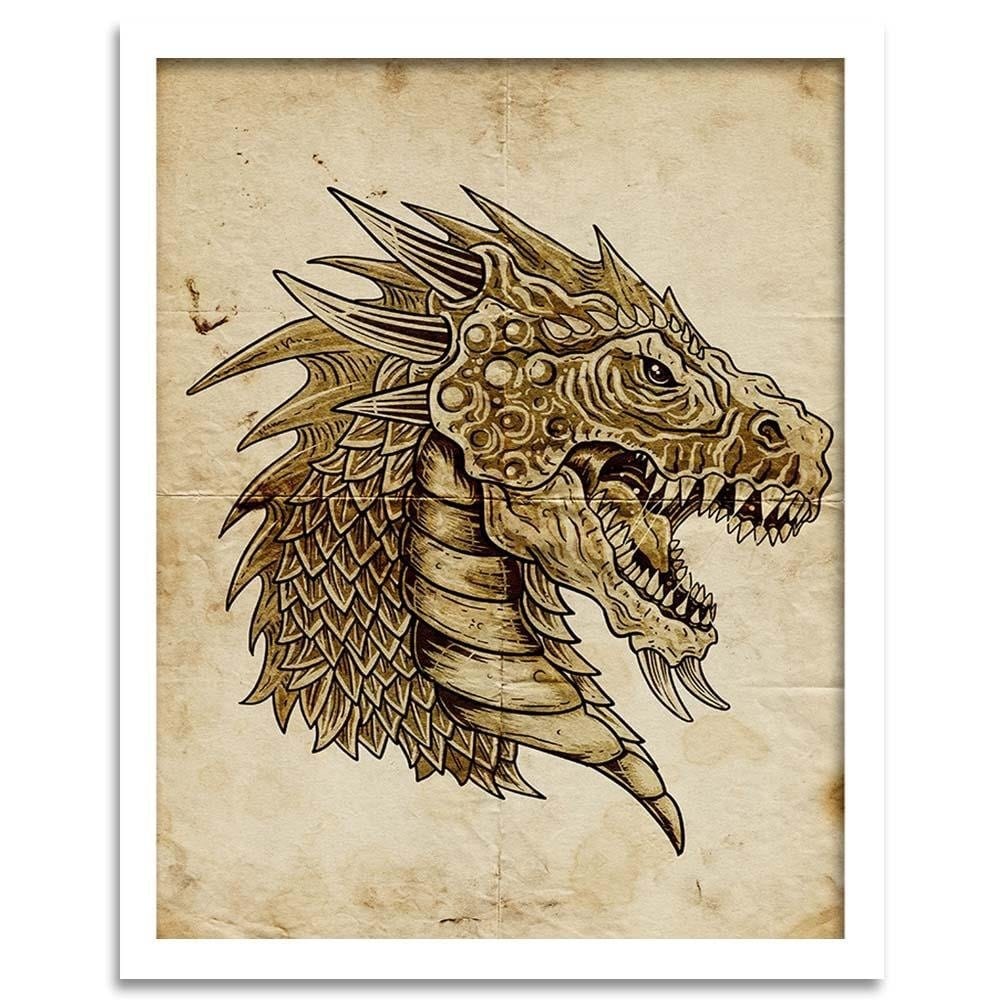 Glezna baltā rāmī - Dragons Head Home Trends DECO