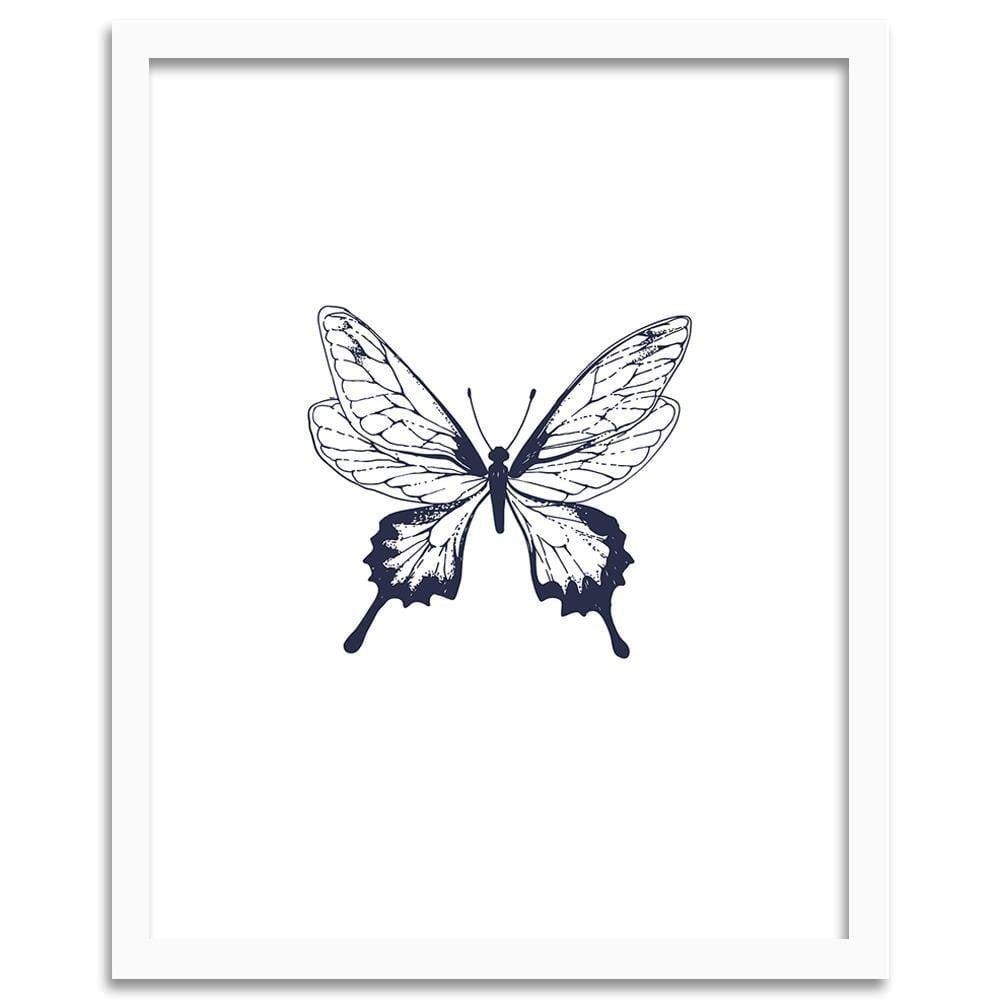 Glezna baltā rāmī - Drawn Butterfly Home Trends DECO