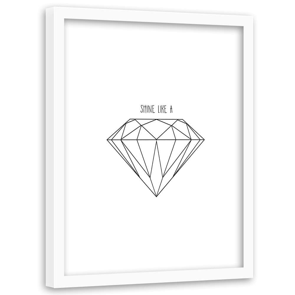 Glezna baltā rāmī - Drawn Diamond Home Trends DECO