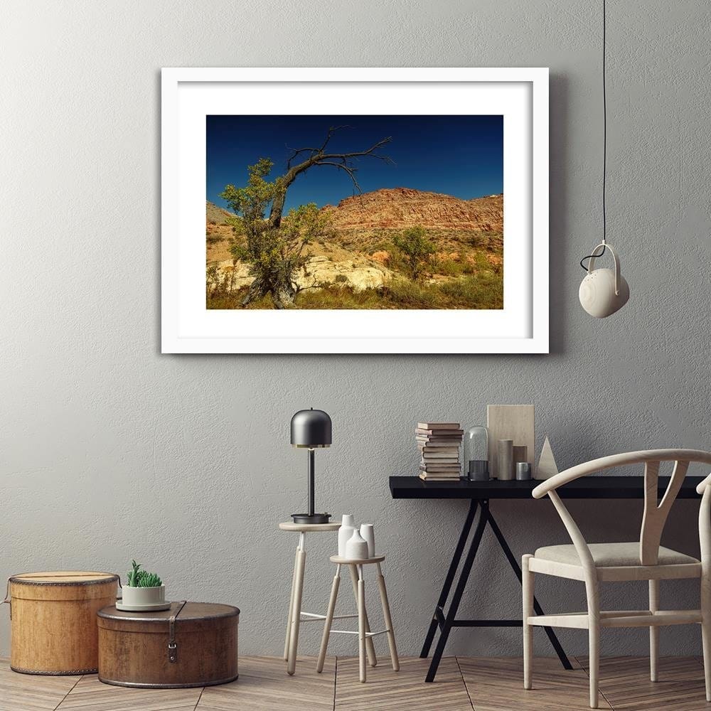 Glezna baltā rāmī - Dry Tree In The Desert Home Trends DECO