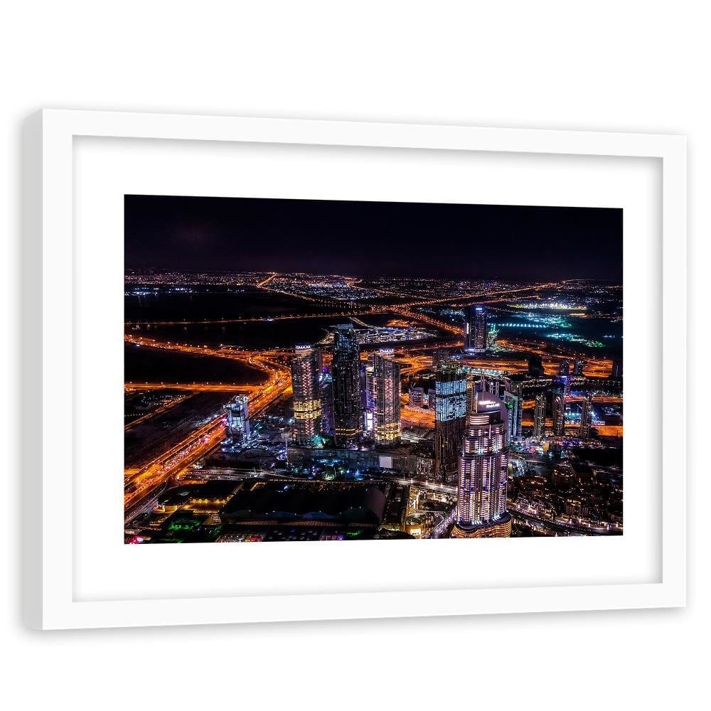 Glezna baltā rāmī - Dubai At Night Home Trends DECO