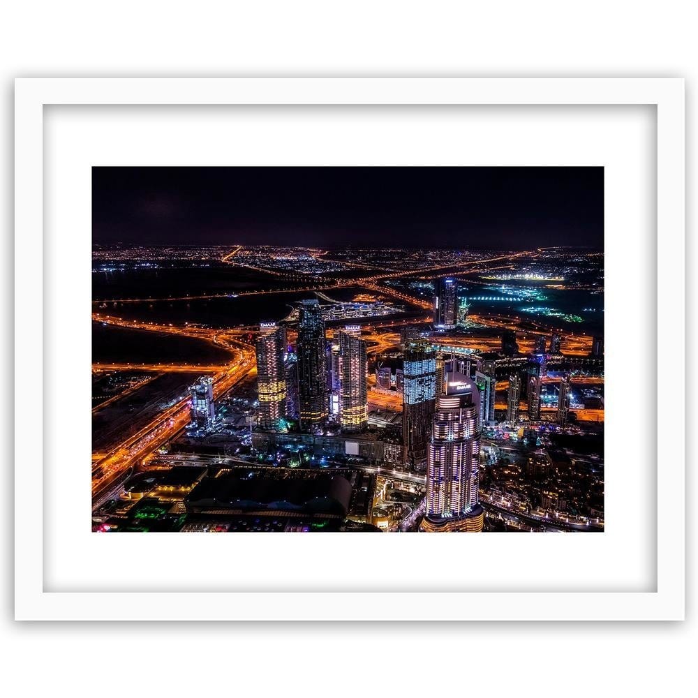 Glezna baltā rāmī - Dubai At Night Home Trends DECO