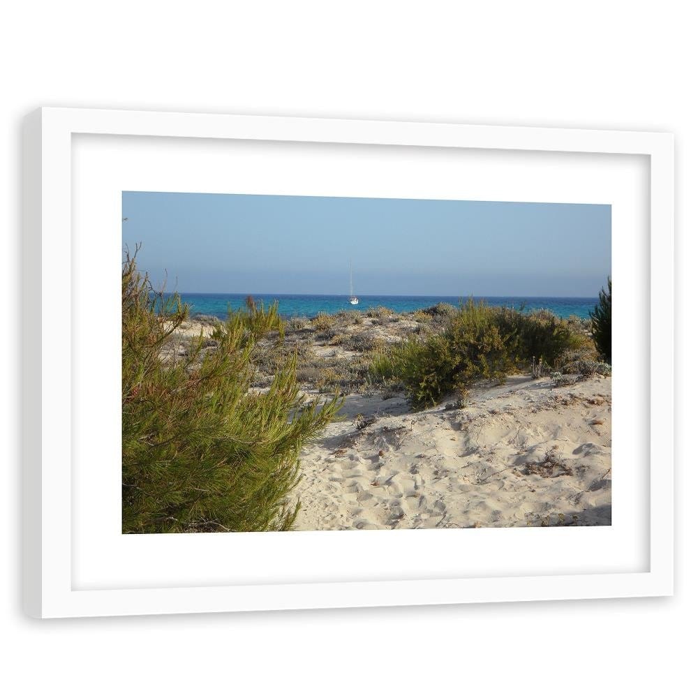 Glezna baltā rāmī - Dunes And Ship At Sea Home Trends DECO