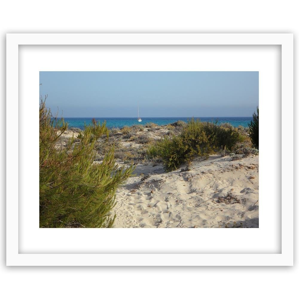 Glezna baltā rāmī - Dunes And Ship At Sea Home Trends DECO