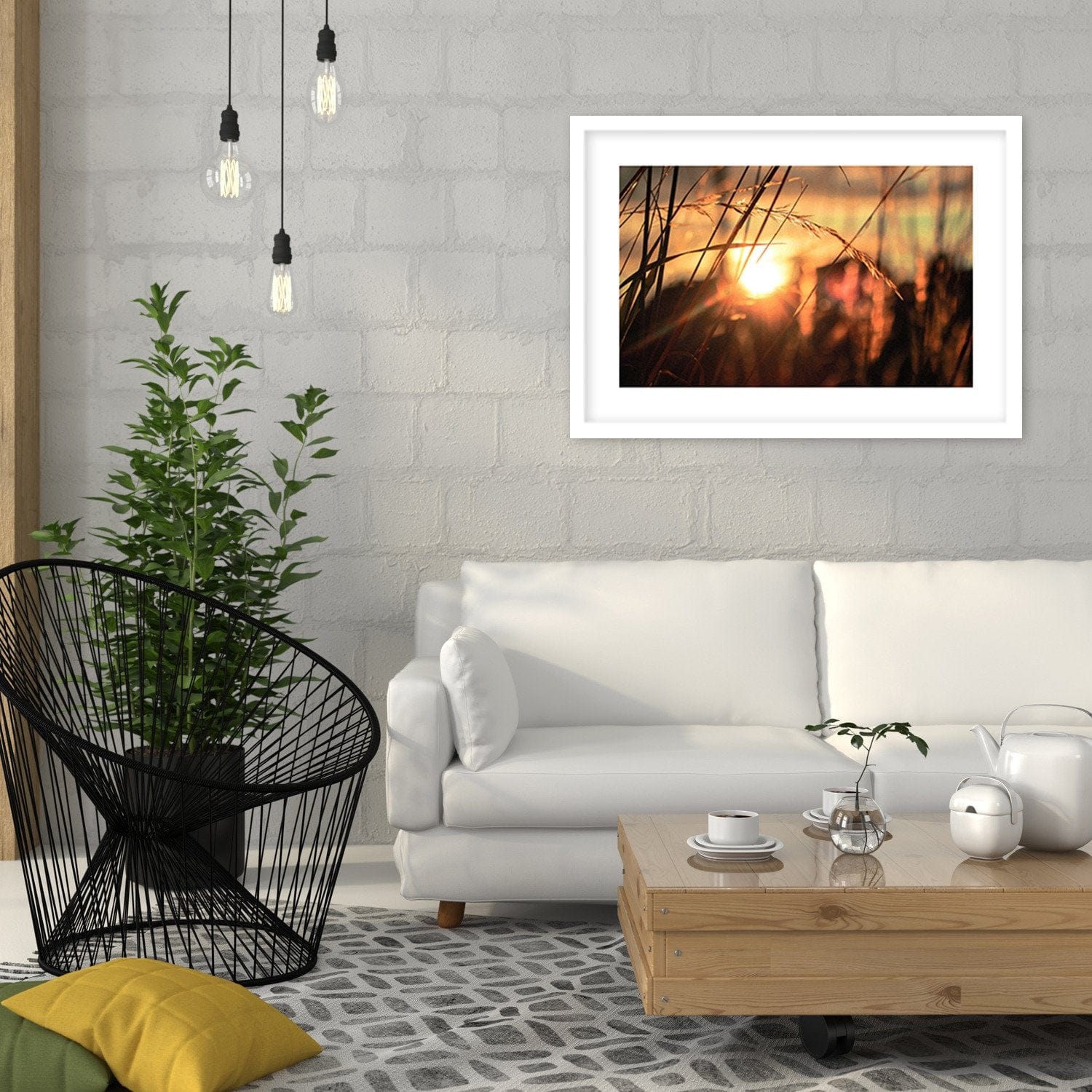 Glezna baltā rāmī - Ears In The Sun Home Trends DECO