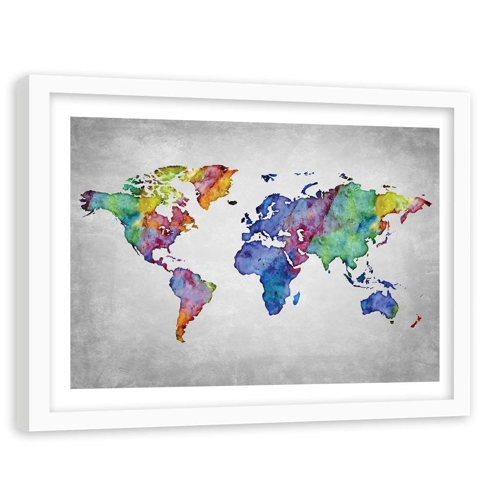 Glezna baltā rāmī - Ed World Map Home Trends DECO