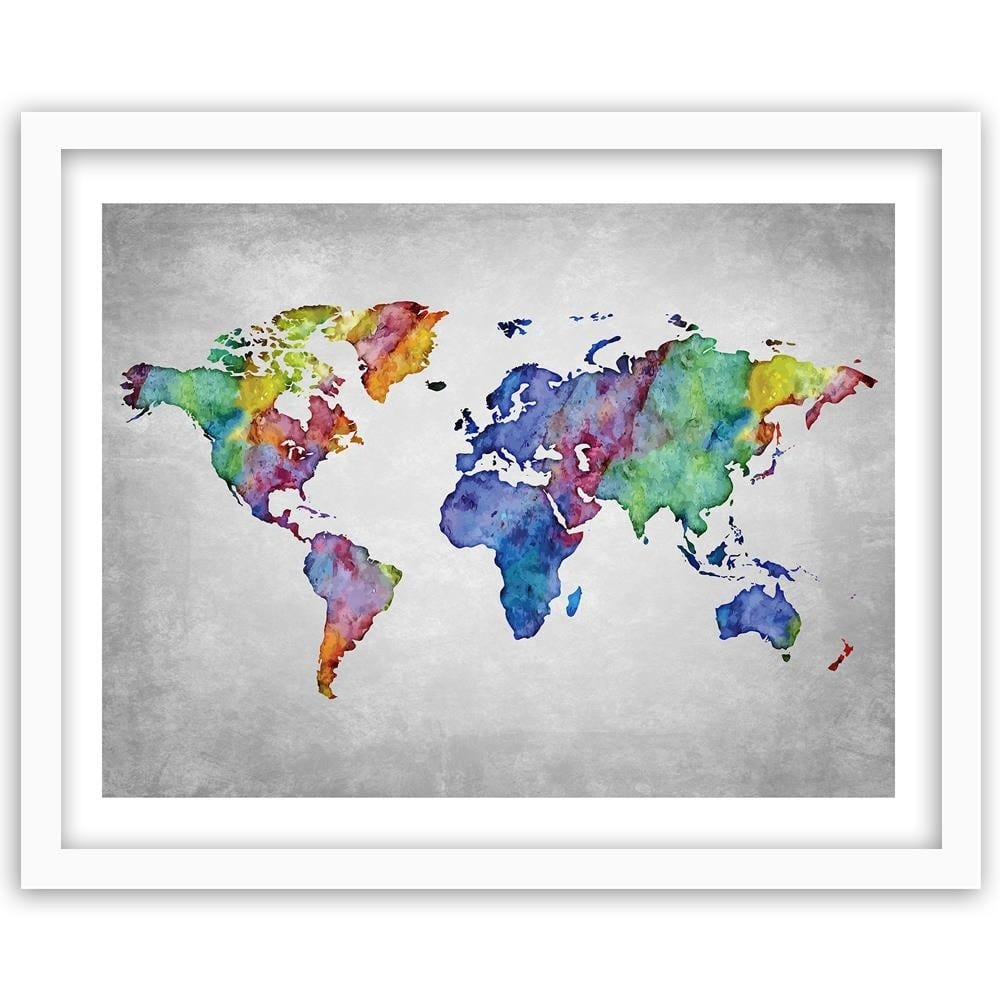 Glezna baltā rāmī - Ed World Map Home Trends DECO