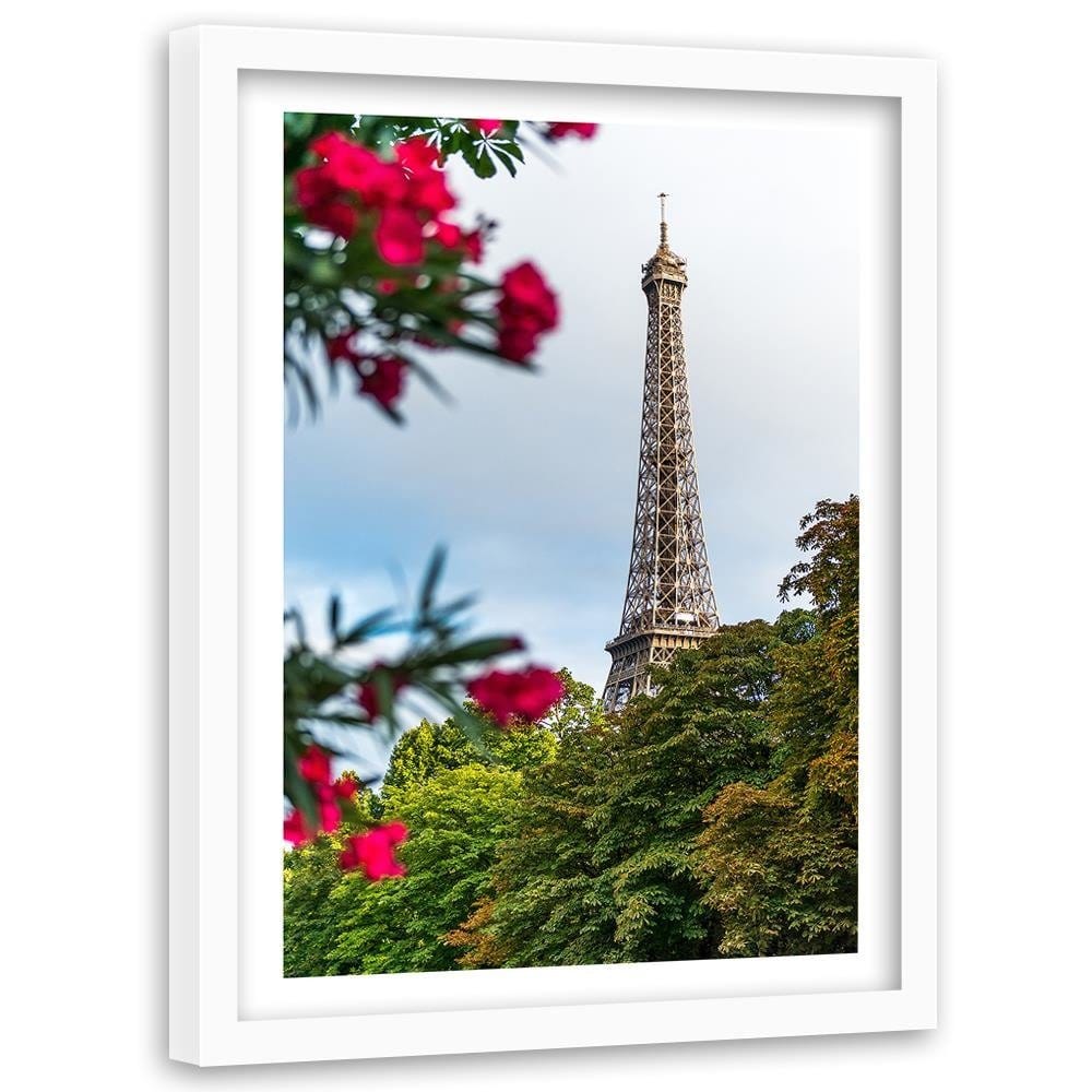 Glezna baltā rāmī - Eiffel Tower And Flower  Home Trends DECO