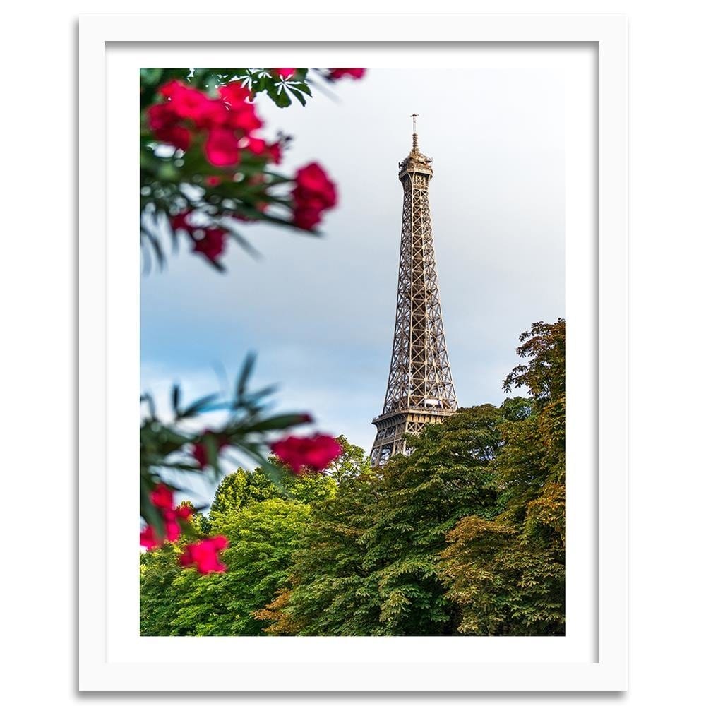 Glezna baltā rāmī - Eiffel Tower And Flower  Home Trends DECO