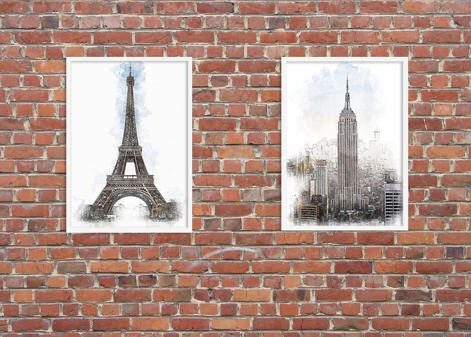 Glezna baltā rāmī - Empire State Building Image Brown Home Trends DECO