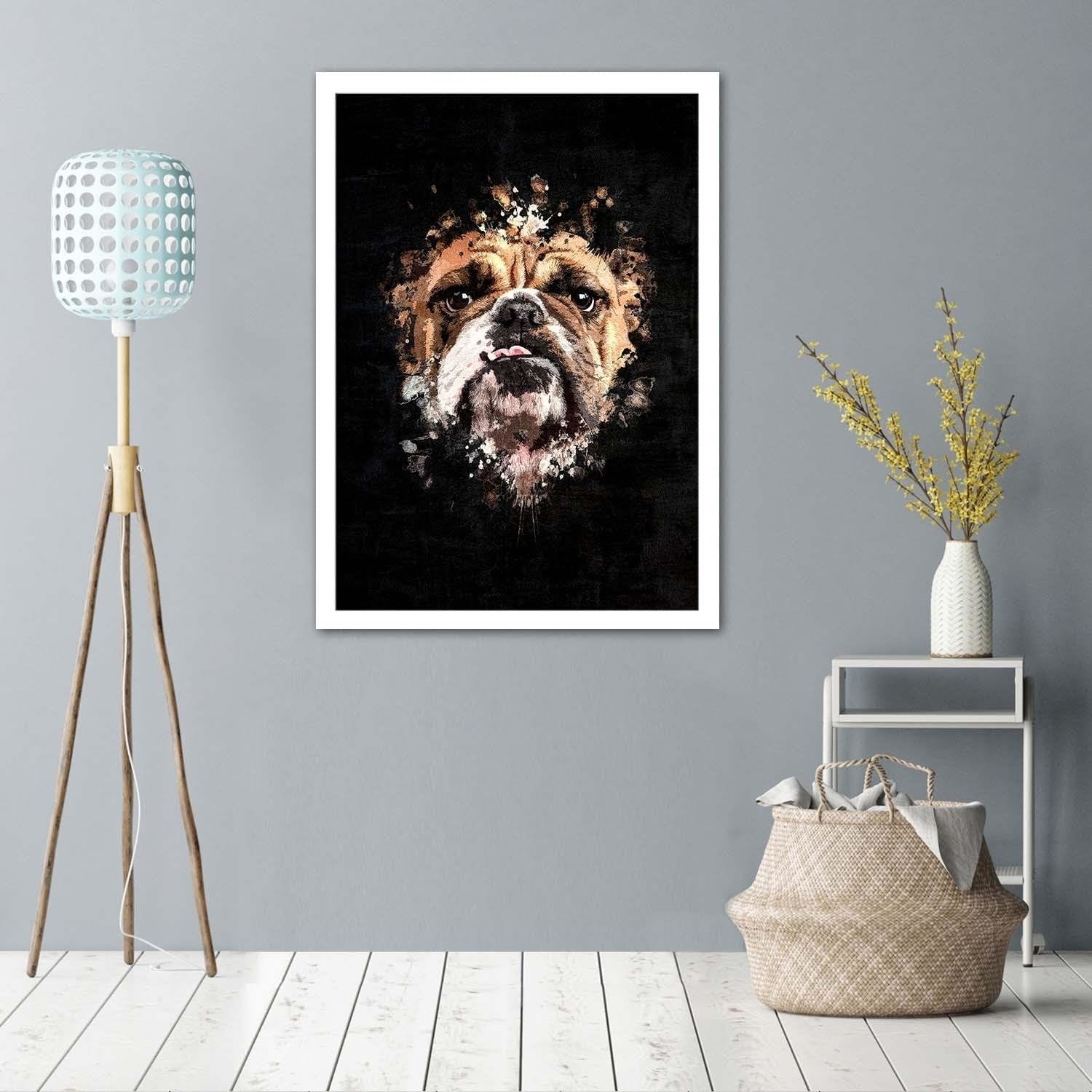 Glezna baltā rāmī - English Bulldog Home Trends DECO