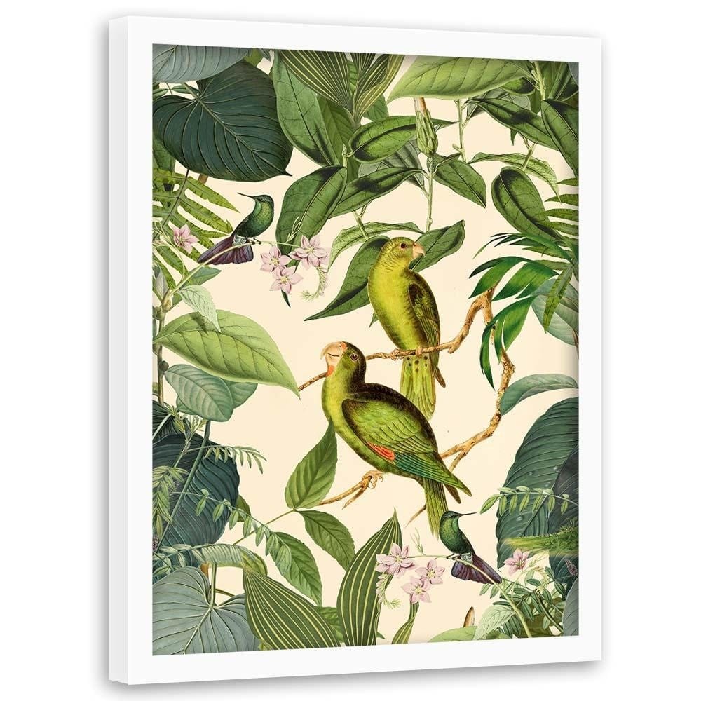Glezna baltā rāmī - Exotic Birds Home Trends DECO