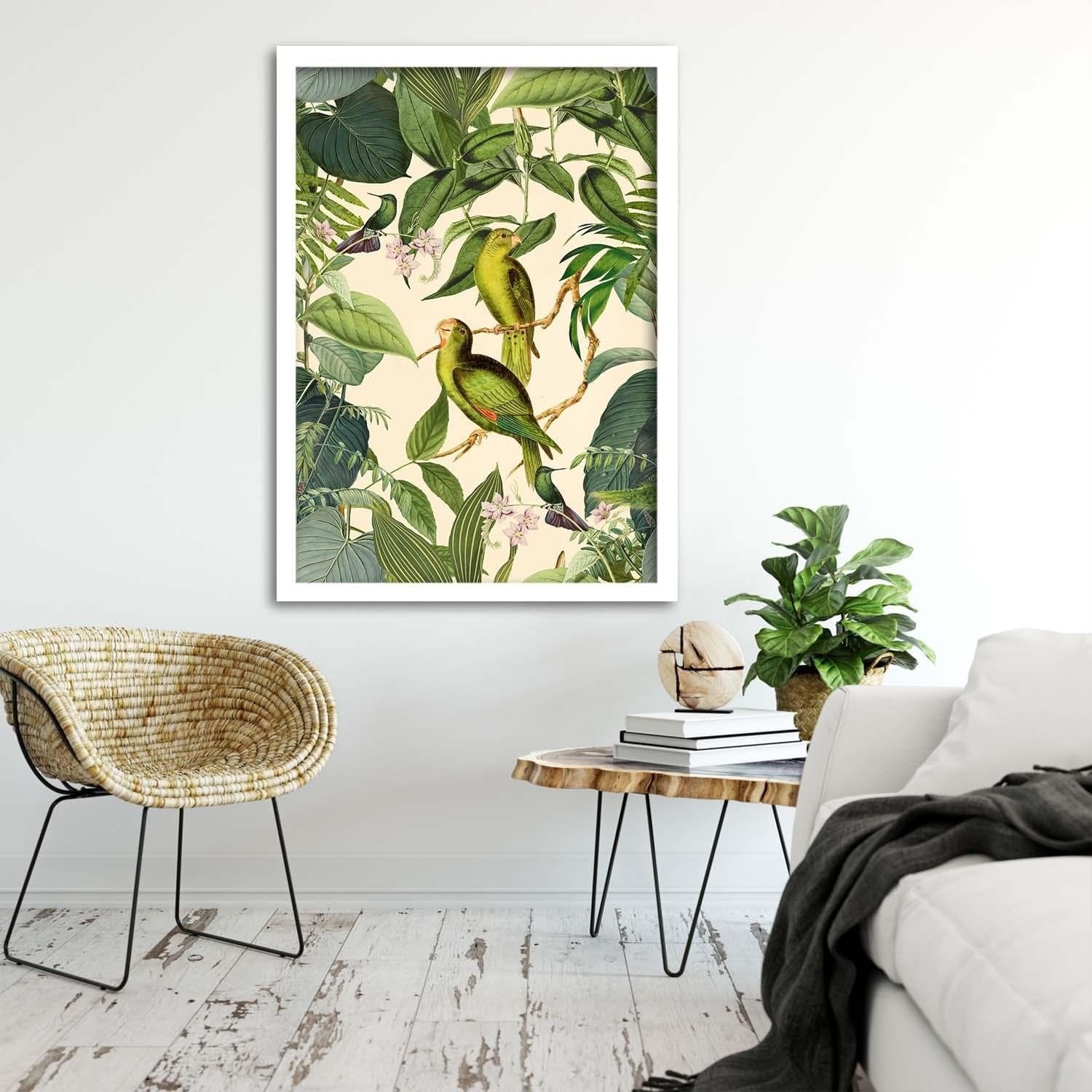 Glezna baltā rāmī - Exotic Birds Home Trends DECO