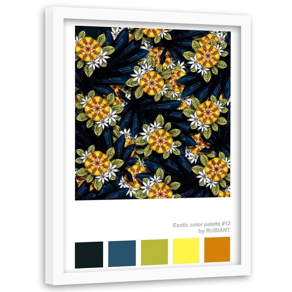 Glezna baltā rāmī - Exotic Flowers Green Home Trends DECO
