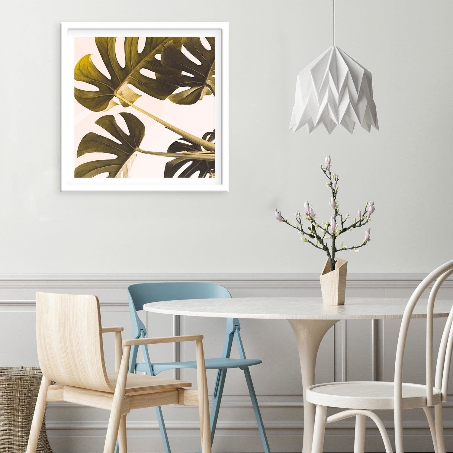 Glezna baltā rāmī - Exotic Leaves Monstera 2 Home Trends DECO