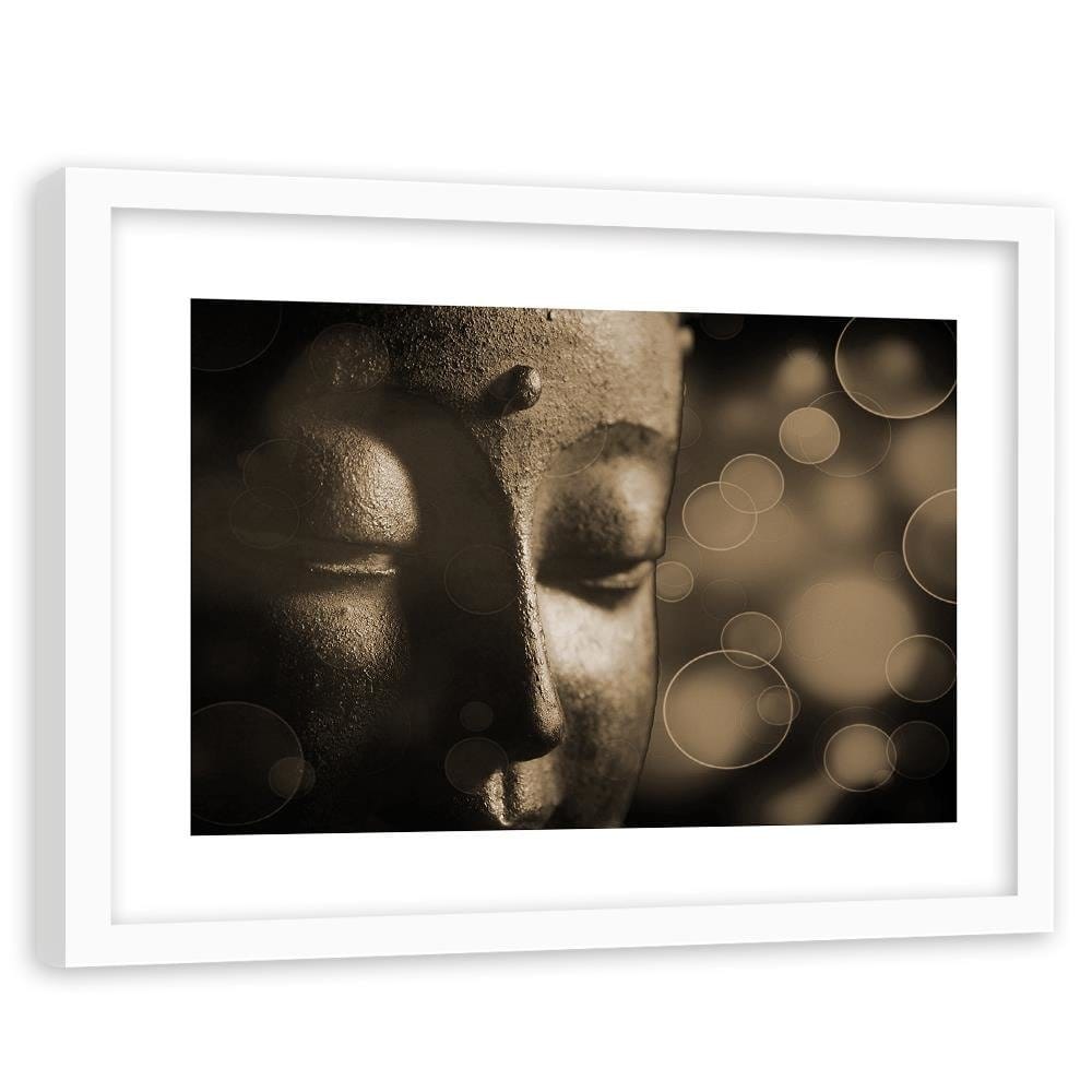 Glezna baltā rāmī - Face Of Buddha Wheel Home Trends DECO