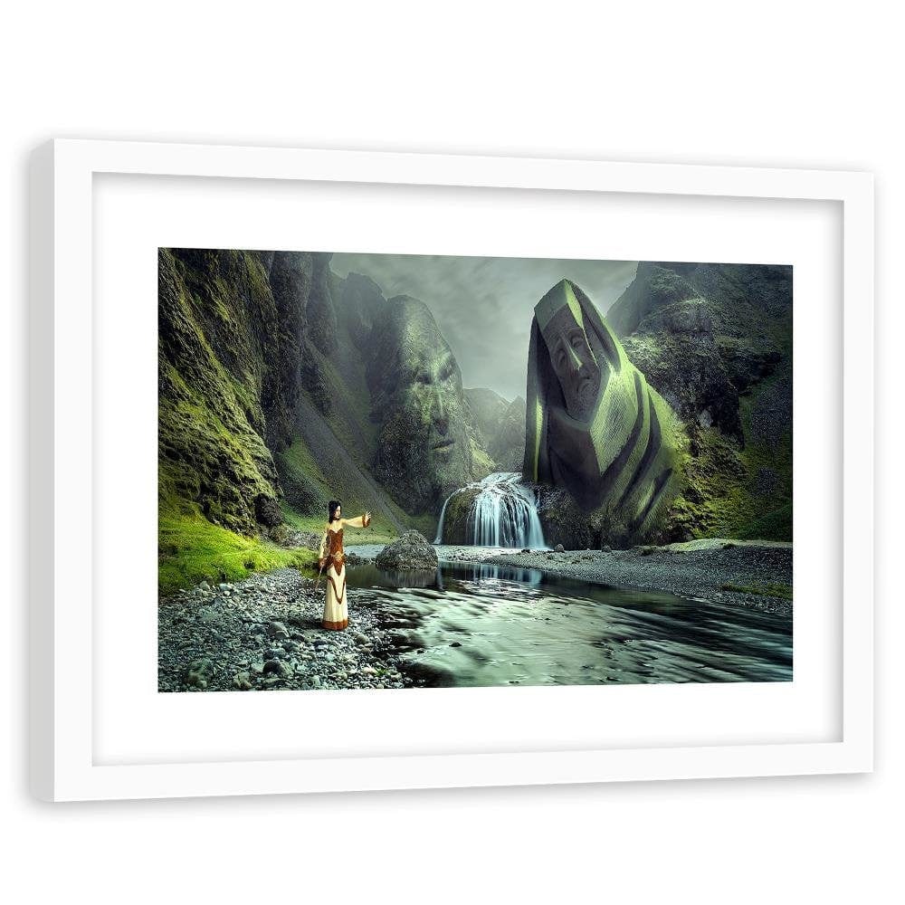 Glezna baltā rāmī - Fantasy Woman On The River  Home Trends DECO