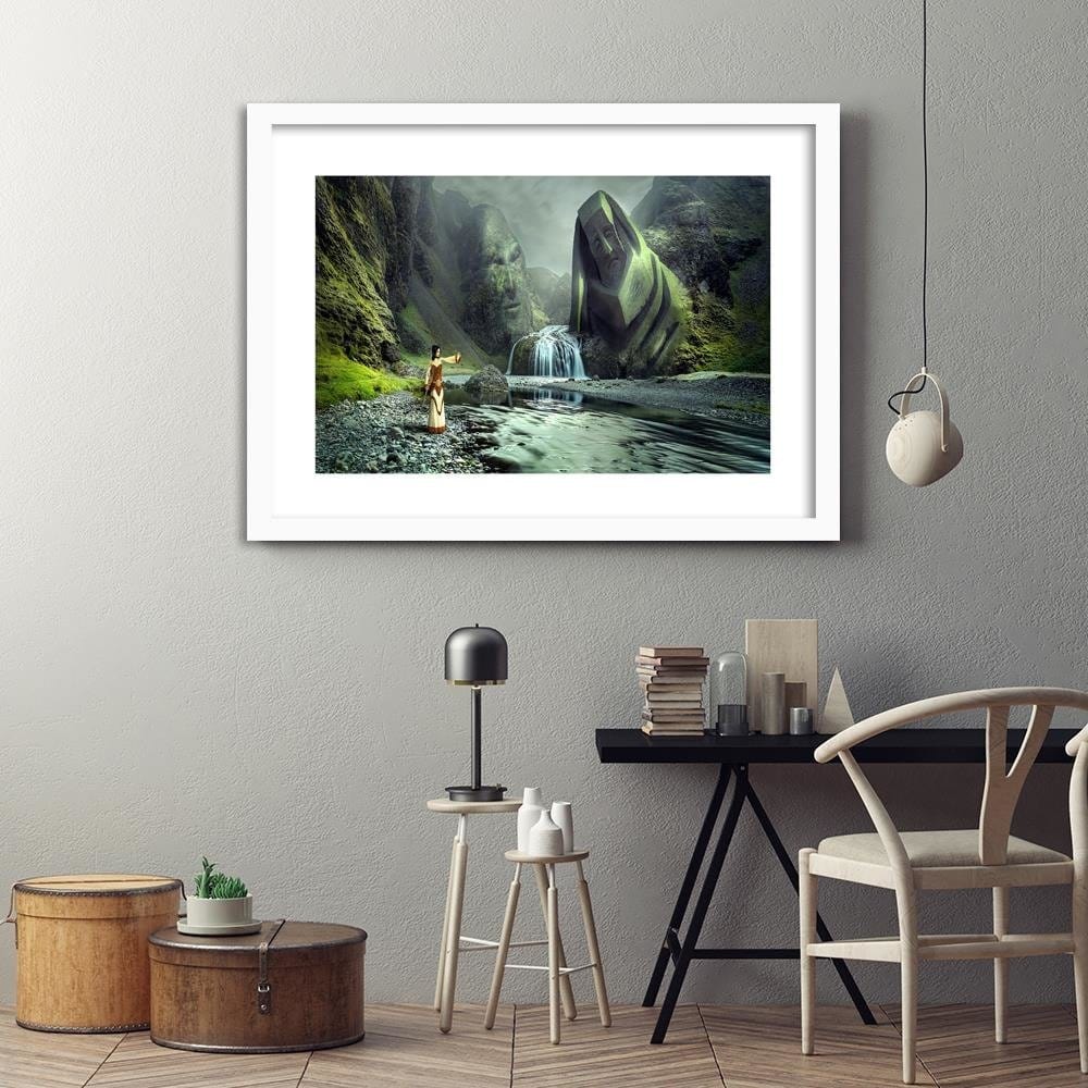 Glezna baltā rāmī - Fantasy Woman On The River  Home Trends DECO