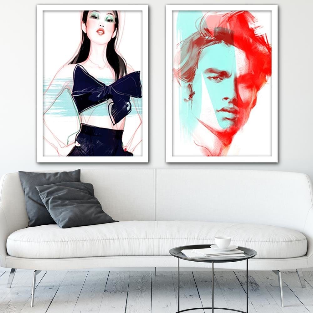 Glezna baltā rāmī - Fashion Artwork Red Home Trends DECO
