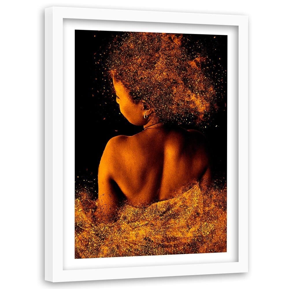 Glezna baltā rāmī - Fashion Woman In Gold Dust Home Trends DECO