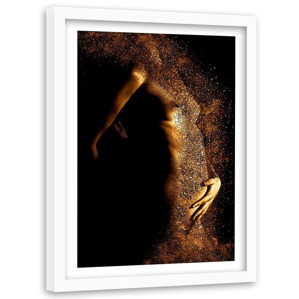 Glezna baltā rāmī - Female Nude Gold Dust Home Trends DECO