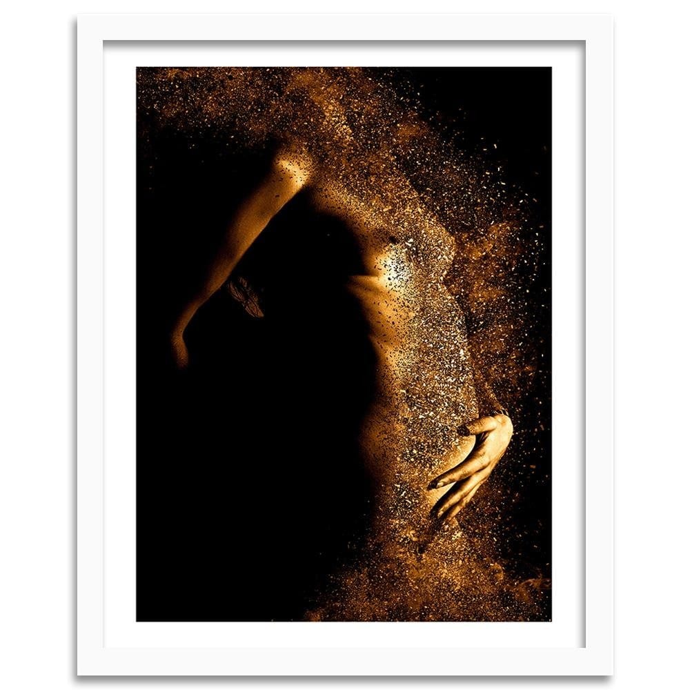 Glezna baltā rāmī - Female Nude Gold Dust Home Trends DECO