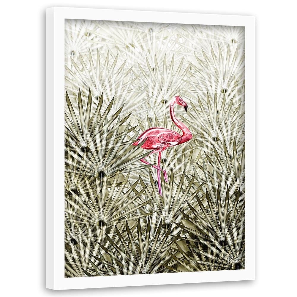 Glezna baltā rāmī - Flamingo Digital Pink  Home Trends DECO