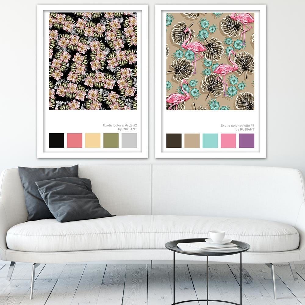 Glezna baltā rāmī - Flamingos Brown Home Trends DECO