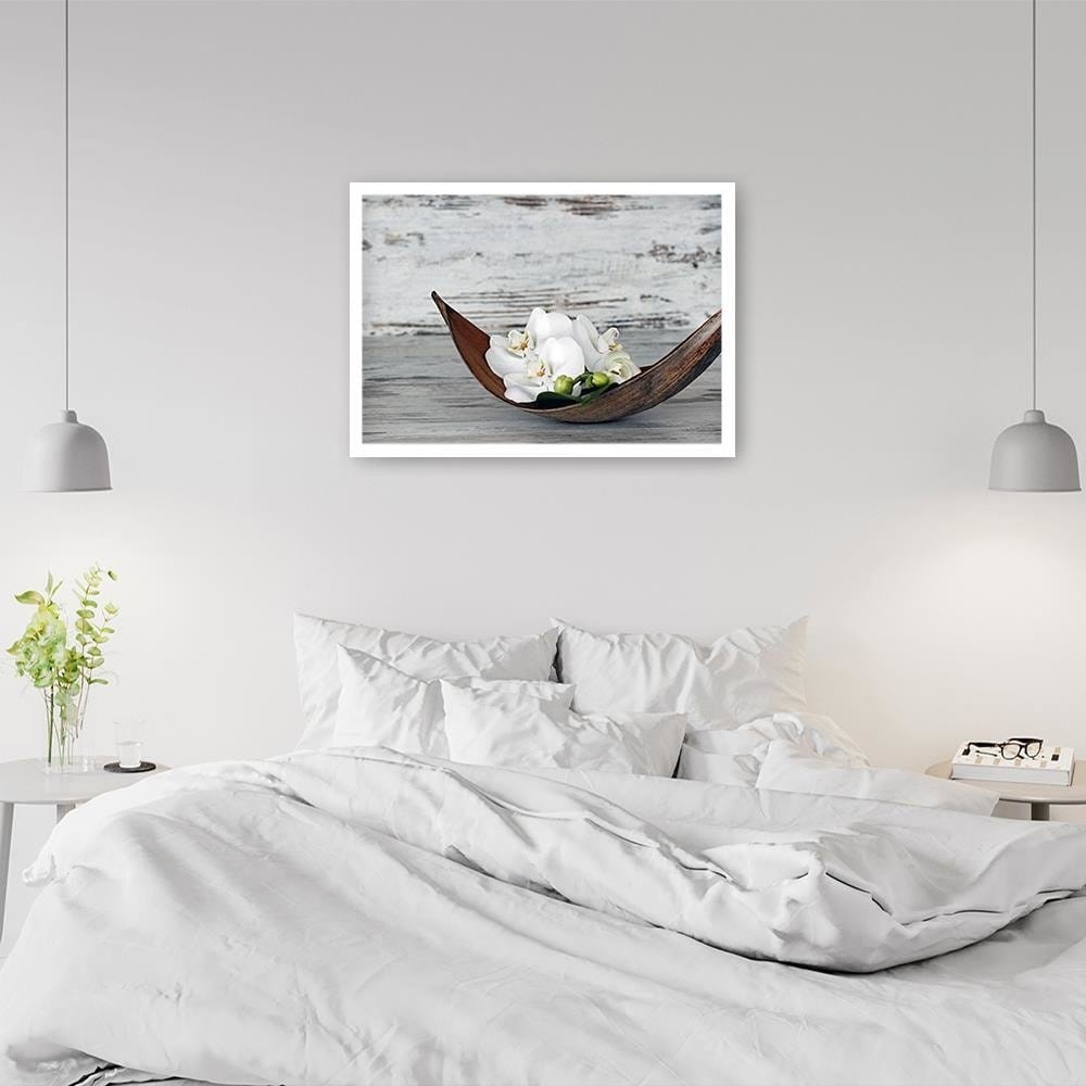 Glezna baltā rāmī - Flower On The Wood Home Trends DECO