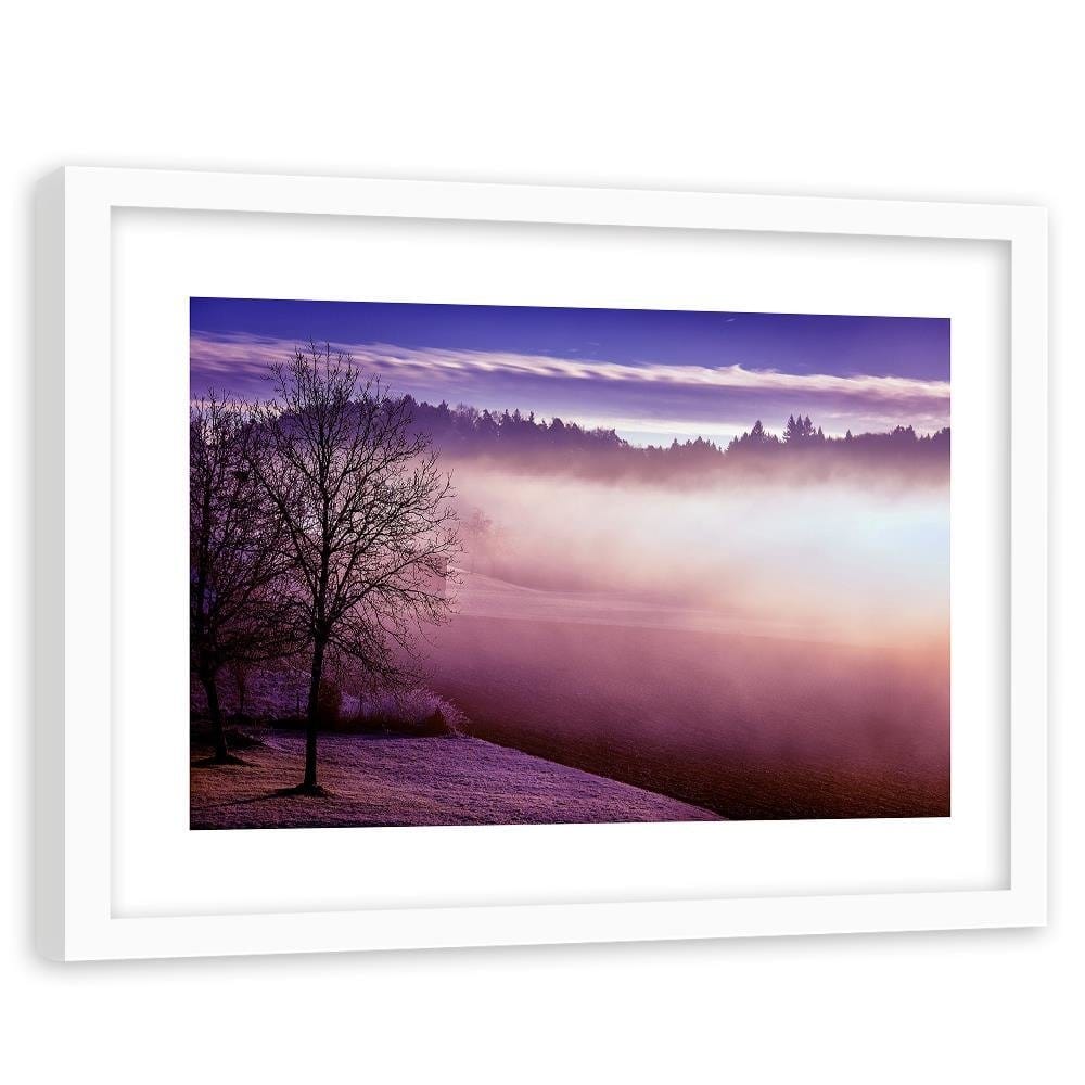 Glezna baltā rāmī - Fog On The Lake 4 Home Trends DECO