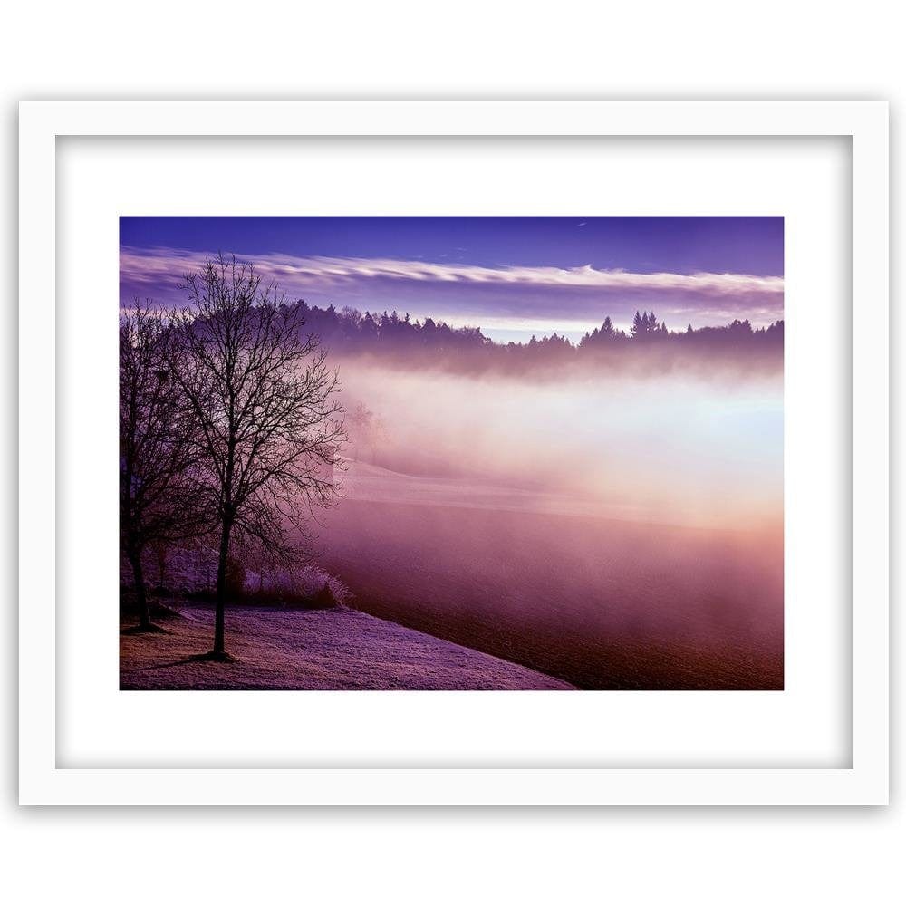 Glezna baltā rāmī - Fog On The Lake 4 Home Trends DECO