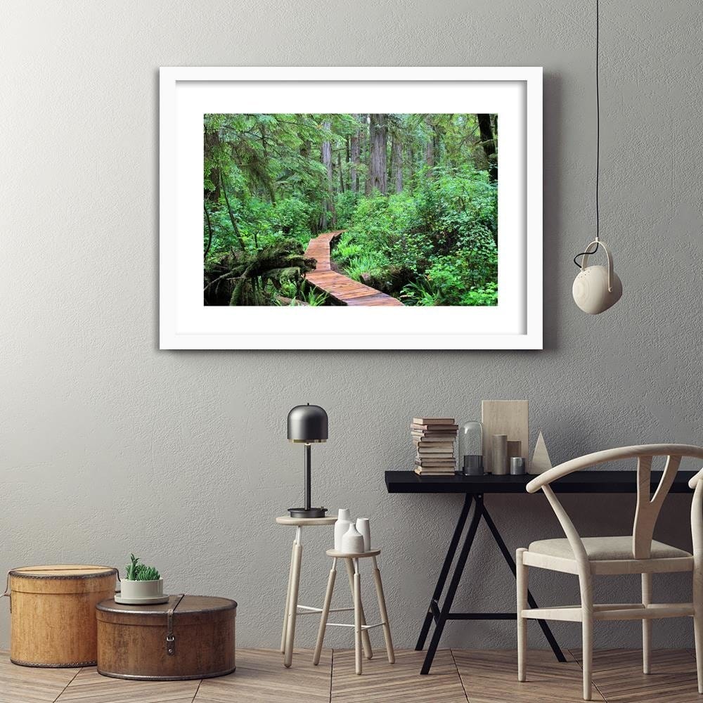 Glezna baltā rāmī - Footbridge In The Forest Home Trends DECO