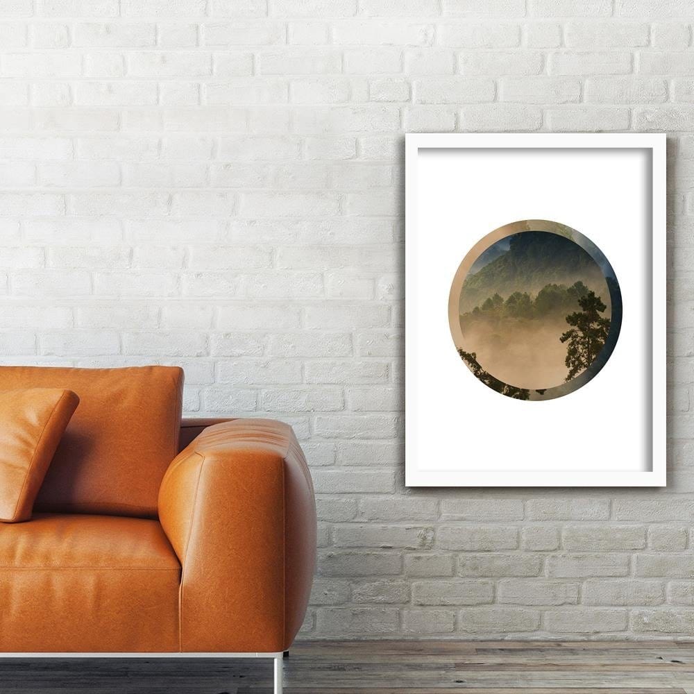 Glezna baltā rāmī - Forest In A Circle Home Trends DECO